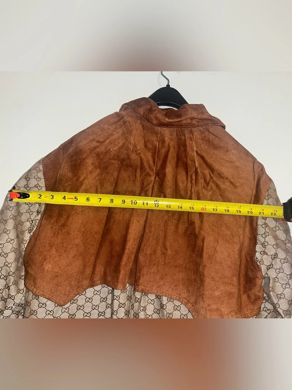 Gucci Brown Monogram Canvas Trench Coat with Suede Trim